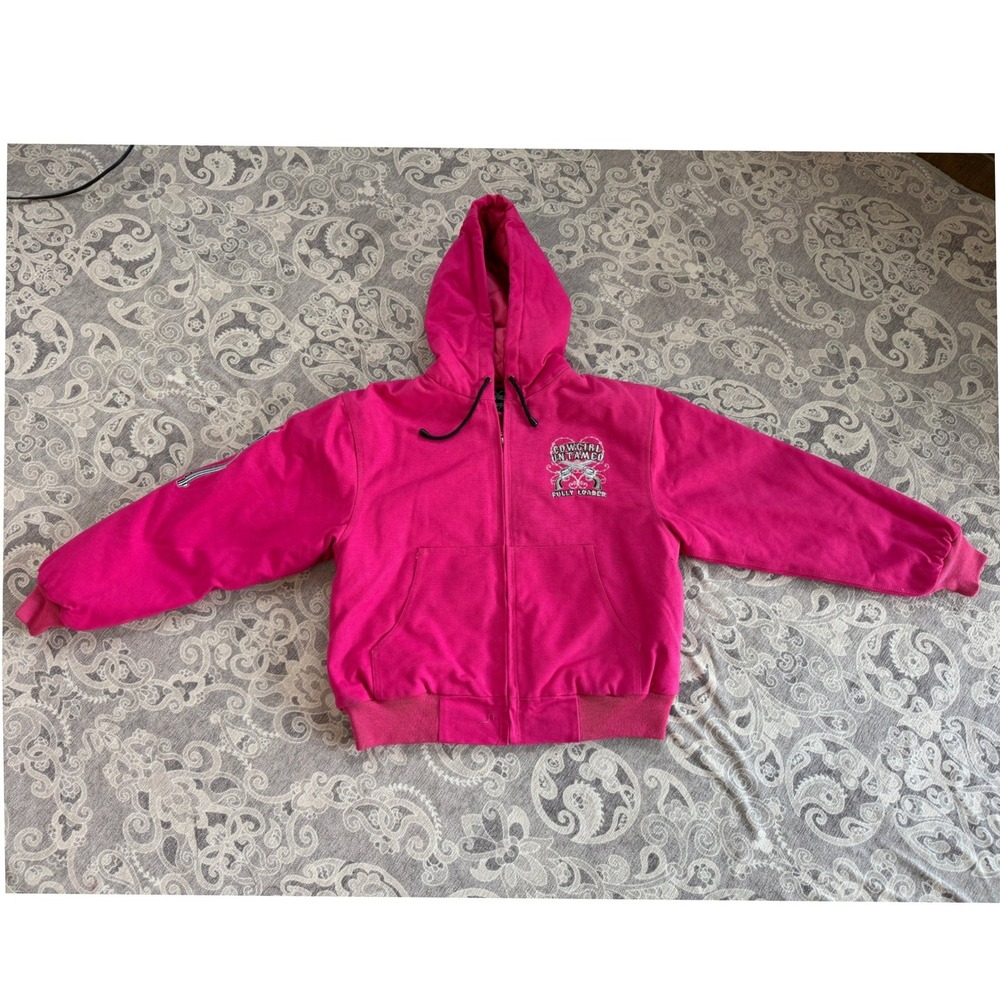 Cowgirl Hardware Pink Canvas Hooded Jacket Cowgirl Untamed Fully Loaded Small